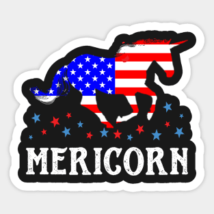 Mericorn American Flag Unicorn 4th Of July Sticker